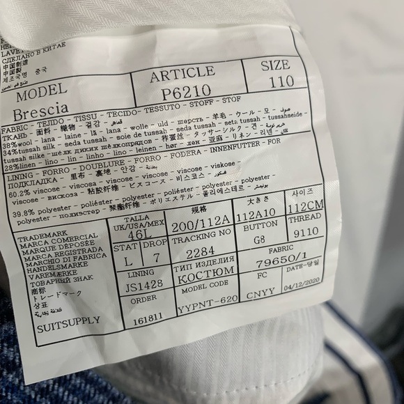 Suitsupply 3 Piece Wool Silk Linen Suit Size 46L - Picture 11 of 11